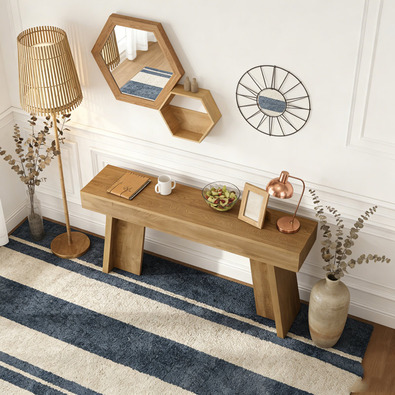Farmhouse Narrow Entryway Table Behind The Couch