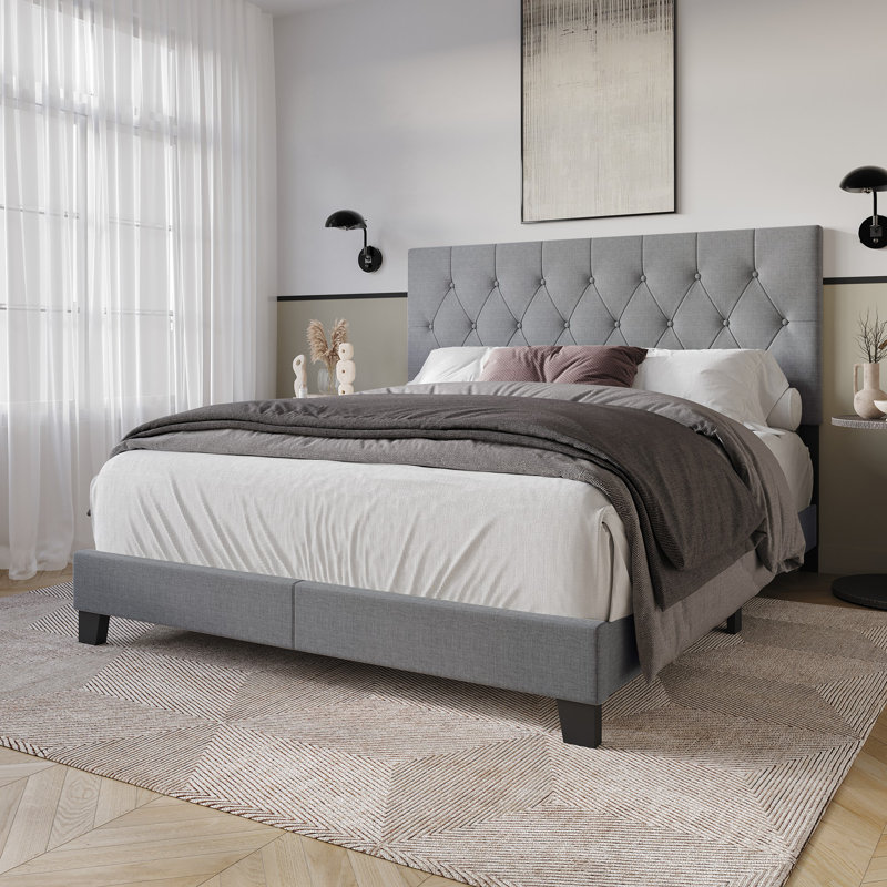 Ambrey Upholstered Standard Bed, Gray, Full