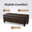 50.25 Inch Wide Contemporary Rectangle Storage Ottoman Bench In Distressed Vegan Faux Leather, Assembled, For Living Room And Entryway