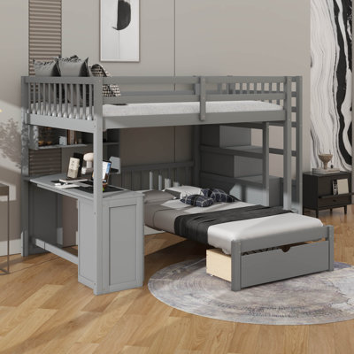 Roomy Twin-Over-Full Bunk Bed Integrated With A Desk