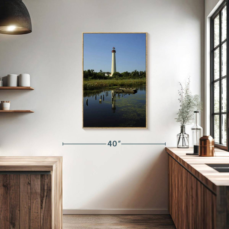 Phare de Cape May, New Jersey, Floating Frame Natural Wood, 25" x 37"
