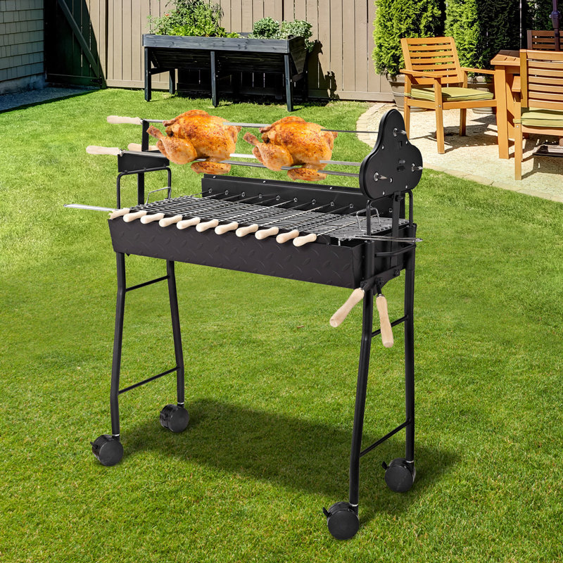 Barbecue au charbon portatif 30 po 2 en 1 Outsunny