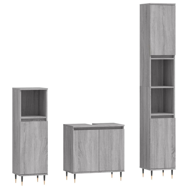 Scheiner Freestanding Bathroom Storage Furniture Set, Grey Sonoma