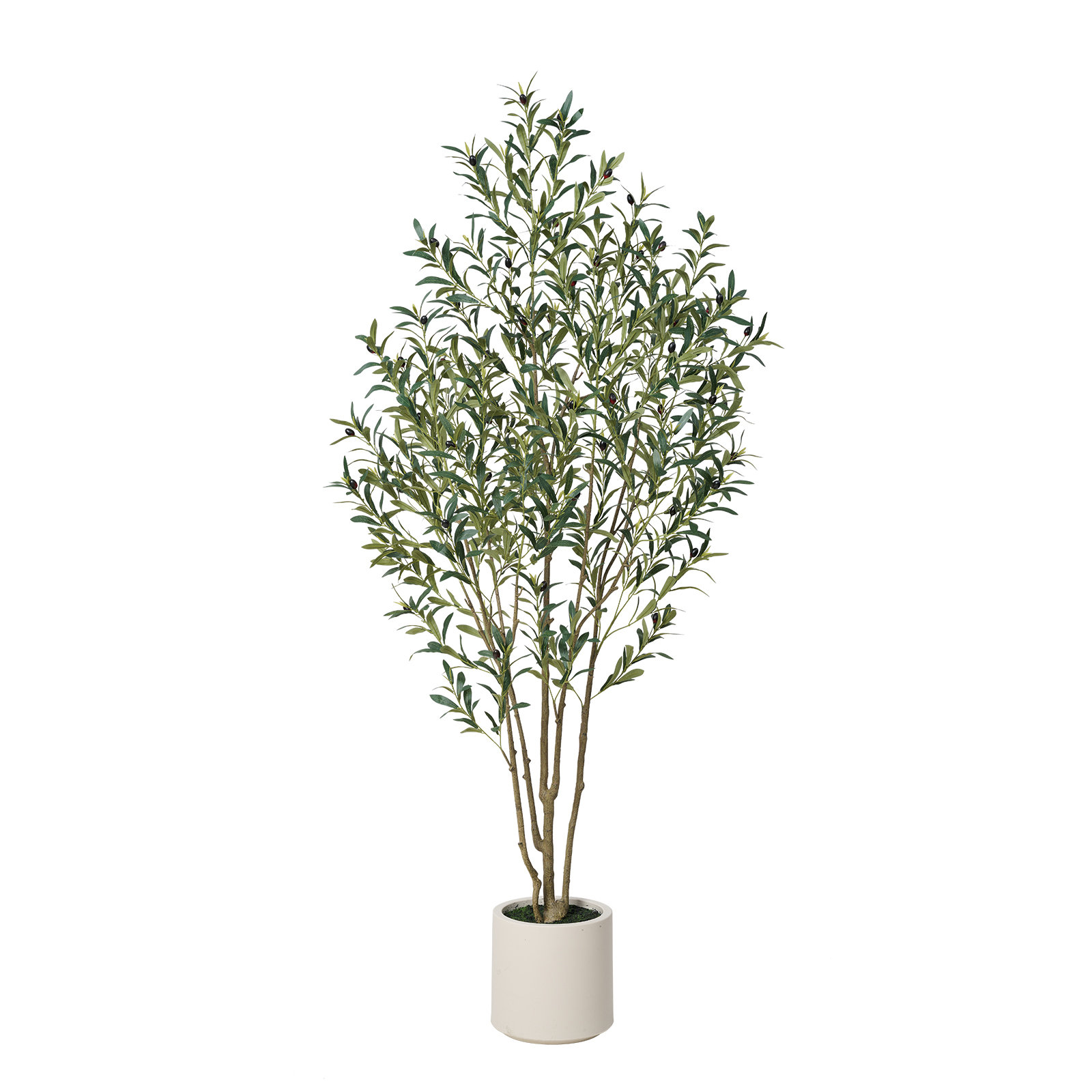 George Artificial Olive Tree in Round Planter, UV Protected Faux Olive Tree for Indoor Home Decor, 84" H x 28" W x 28" D