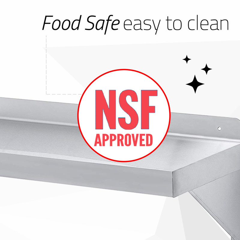 60" Wide Stainless Steel Wall Shelf for Commercial Use