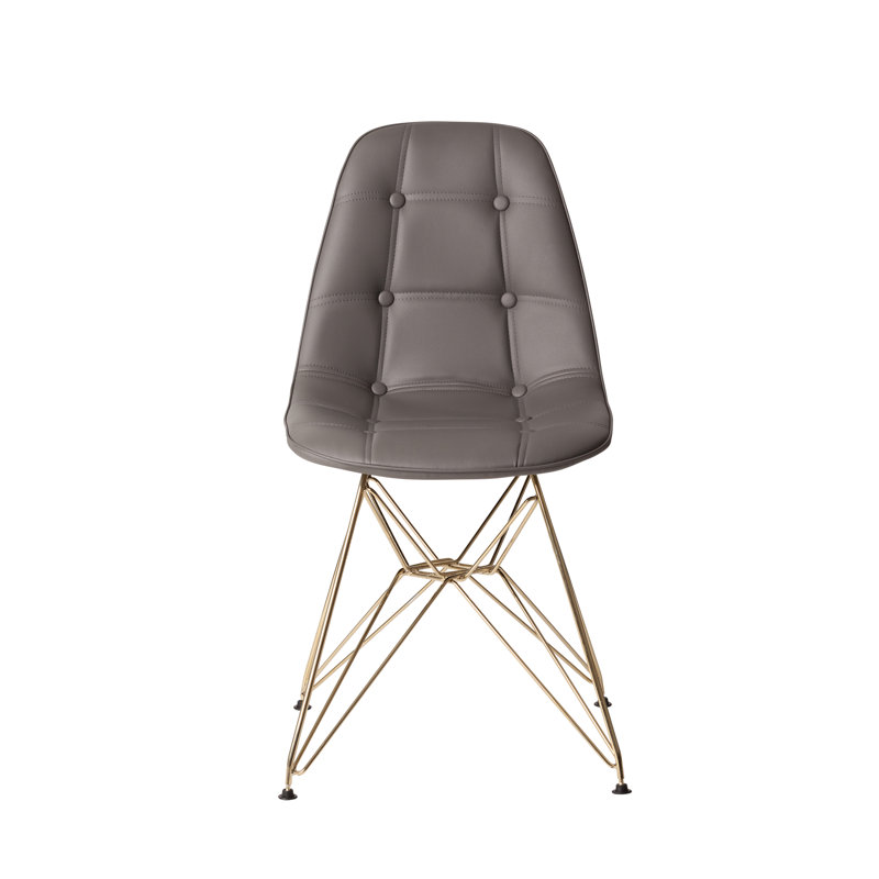 Chaise de salle à manger rembourrée Lamptrai, gris, Or