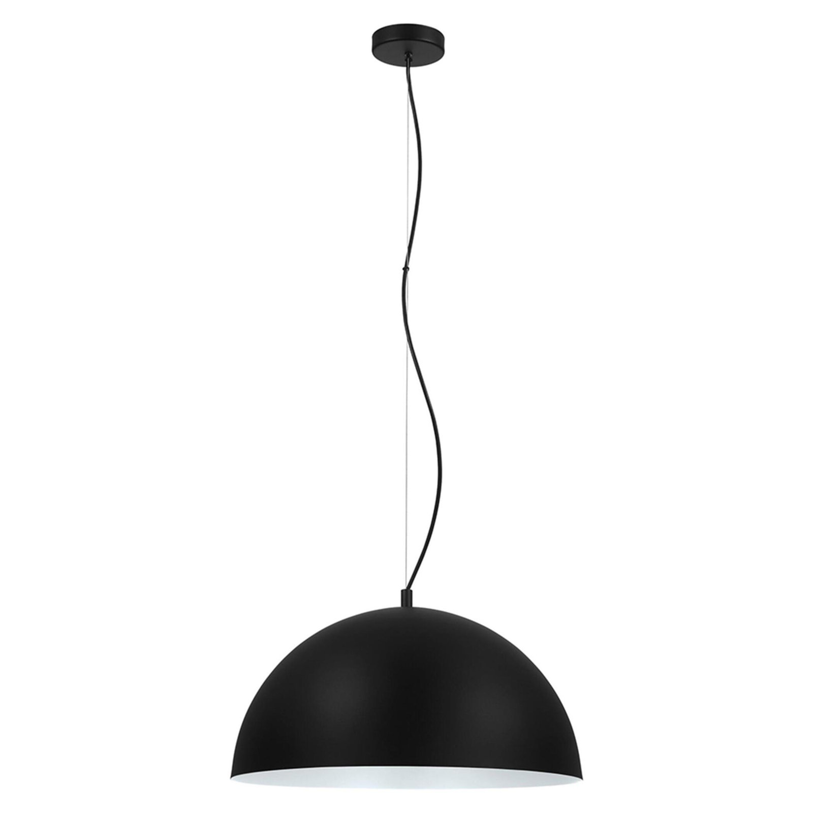 Ainslee Single Light Metal Dimmable Pendant, Black/White, 81.9" H x 15" W x 15" D