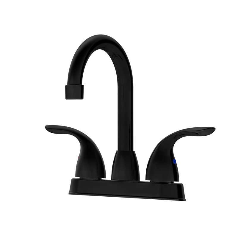 Modern 2 Bathroom Sink Faucet 12.27" - Matt Black With 360 Swivel Spout & Deck Plate And Included, Matte Black