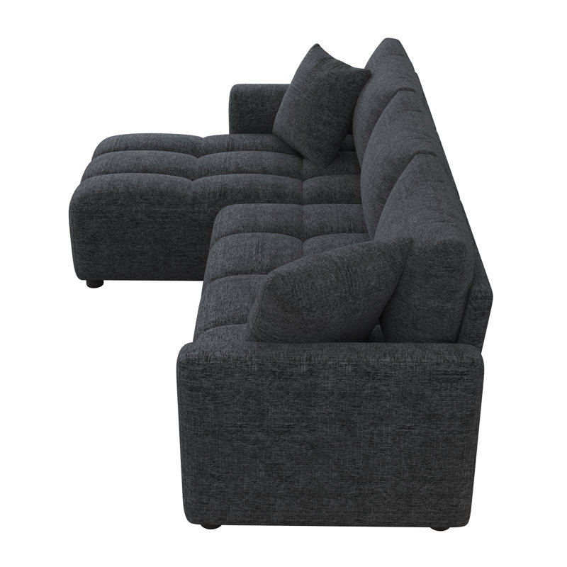 3 Seater Chenille Sofa, Grey