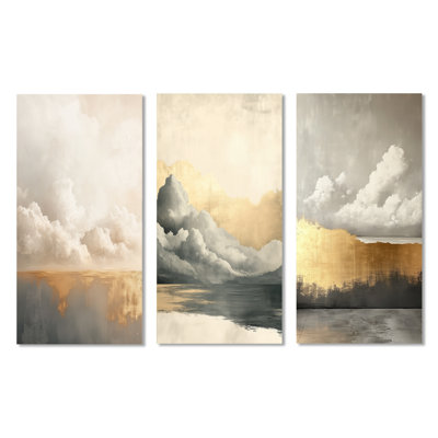 Minimal Cloud Horizon – Clouds 3 Piece Metal Wall Decor Print