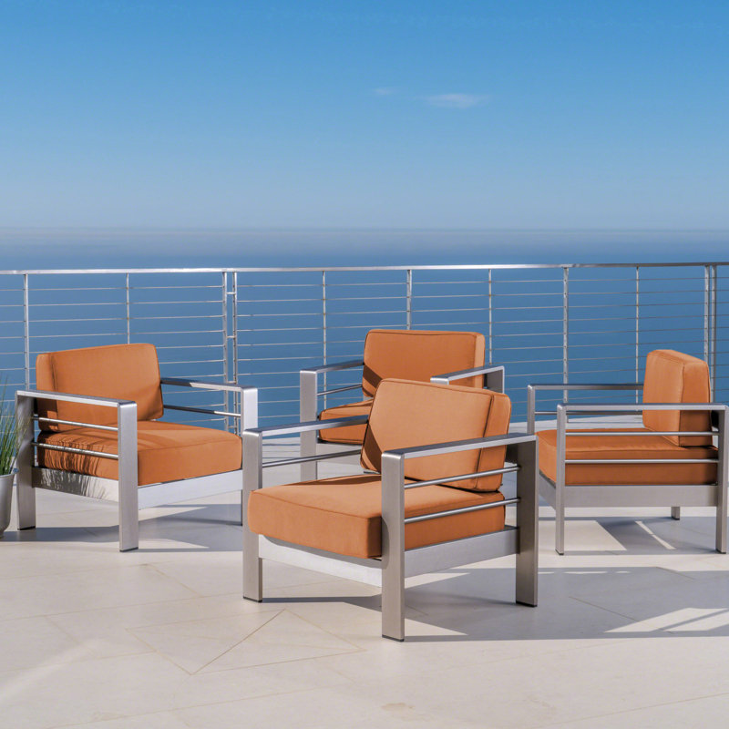 Caggiano Aluminum Outdoor Lounge Chair, Orange