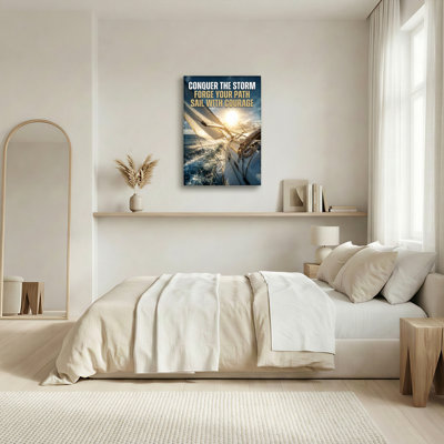 Sailing Boat Storm Sunset Canvas Wrapped Wall Art Oil Painting Print Set Of 1