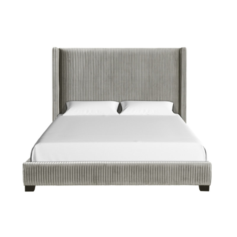 Élégant lit plateforme de style traditionnel, Gris clair