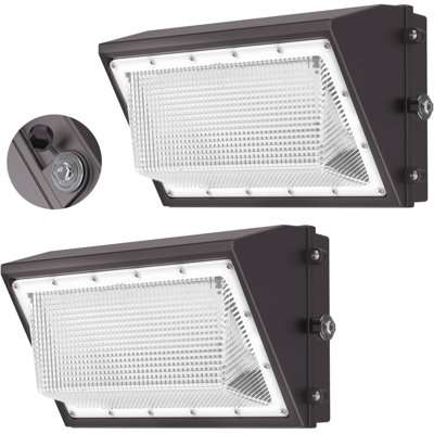Ensemble de 2 ampoules murales à DEL de 160 W avec photocellule, lumière du jour 25 600LM 6000K, éclairage mural étanche IP65 pour les stationnements, cour, AC120-277V [Eqv. 1000 W HPS / HID]