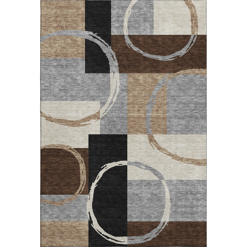 Premium Machine Washable Prisco Pewter Rug, Rectangle 2'6" x 3'10"