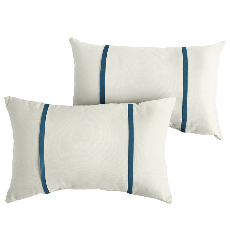 Furston Striped Outdoor Reversible Throw Pillow, 13" x 20", Spectrum Peacock Sunbrella® Plainweave
