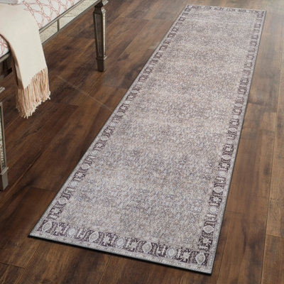 Tapis gris Elise - lavable à la machine, texture à poils plats avec envers antidérapant