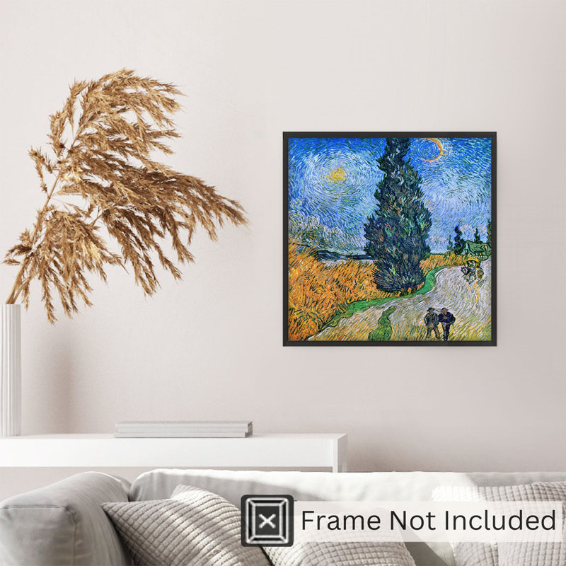 «Landscape and Nature Vincent Van Gogh's Road with Cypress and Star», reproduction d'art classique sans cadre