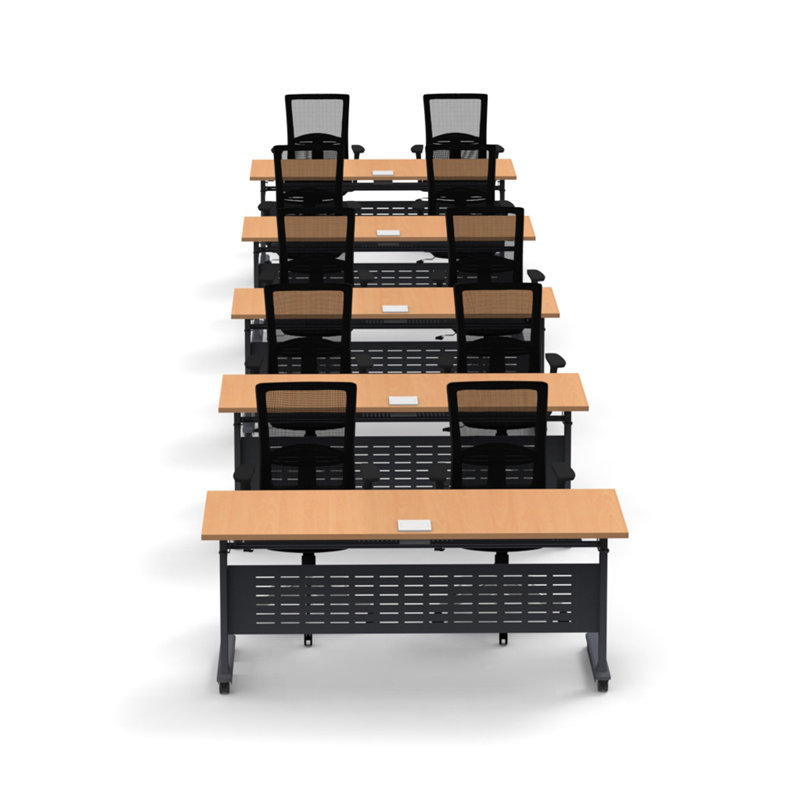 Rectangle 6 Person Flip Top 72'' L Modular Training Table and Chair Set with Casters and Modesty Panel and Cable Management