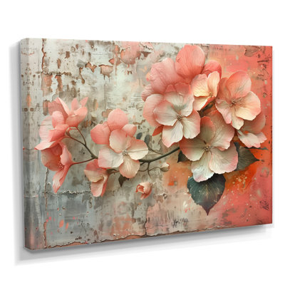 Rose et gris, hortensia, campagne charmante II, impression d'art mural hortensia