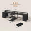 Bureau de jeu 94,5 po pour 2 personnes, bureau d'ordinateur long avec 8 tiroirs et lumières DEL-124237252
