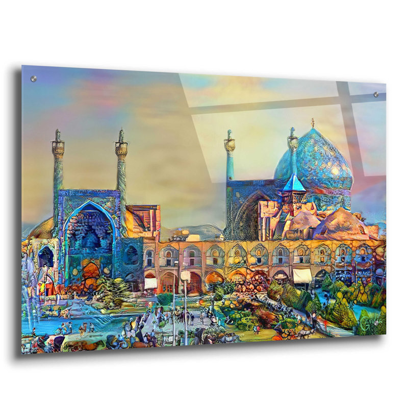 «Ispahan l'Iran Imam Khomeini Mosque» par Pierre Gavidia, art mural en verre acrylique, H 24 po x l 36 po x P 0,2 po