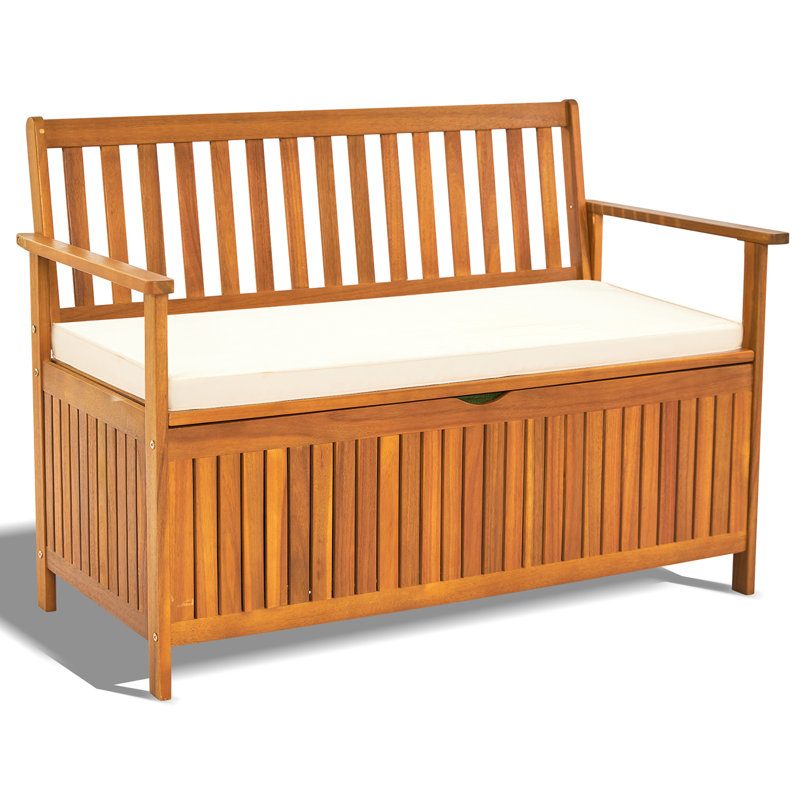Grand banc de rangement en bois d'acacia