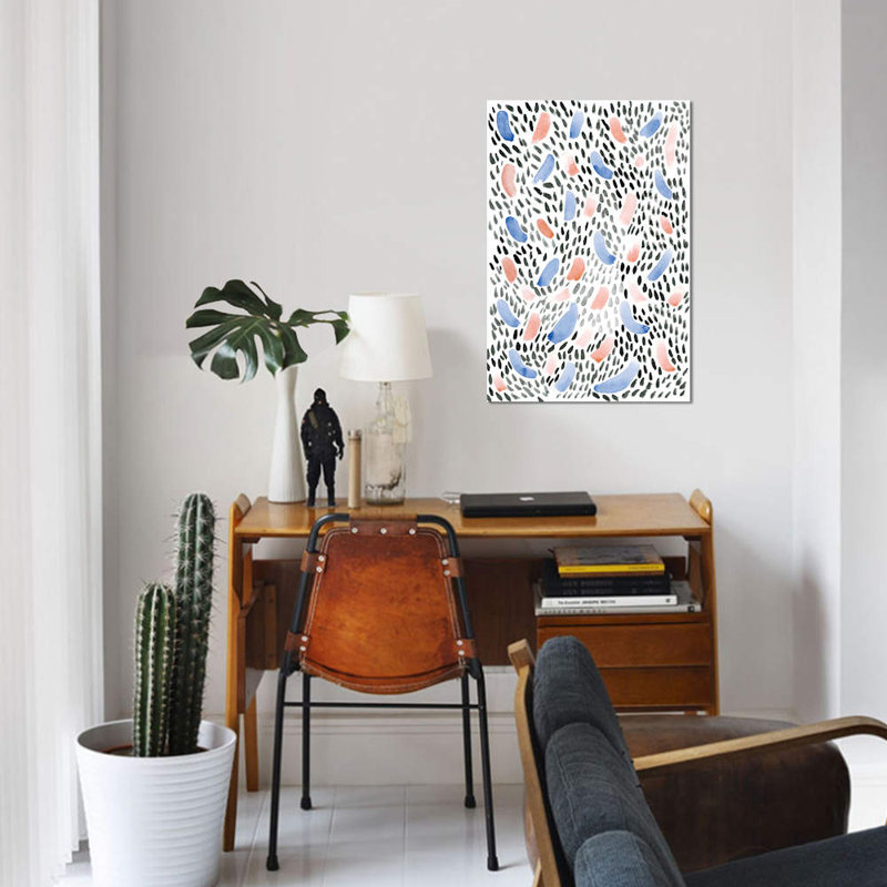 « plumed terrazzo », impression sur toile, H 18 po x l 12 po x P 1,5 po, Pas de tapis, Toile tendue