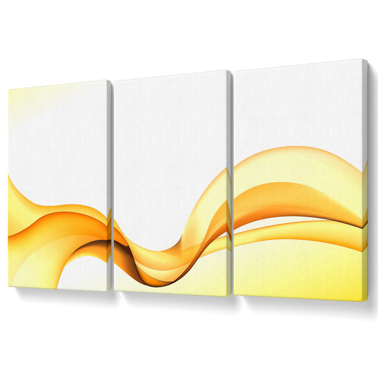 Golden Yellow Wave Canvas 3 Panel Set