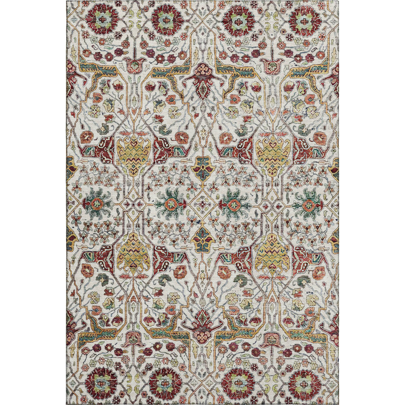 Premium Machine Washable Ducote AMF1132 Global Rug, Rectangle 10' x 14'