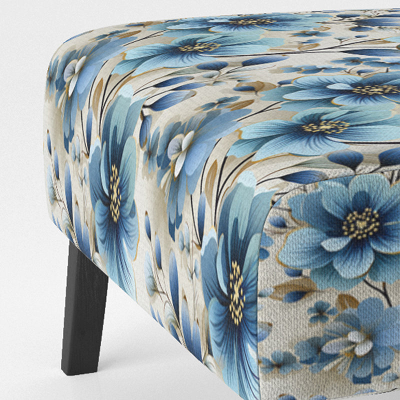 Fauteuil de chambre rembourré Blue Coastal Elegance