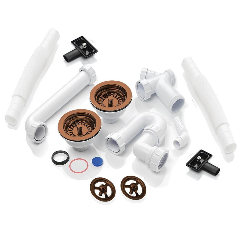 RAK Rangemaster 2.0 Bowl Waste With 2X Overflow And Plumbing Kit, Brushed Copper