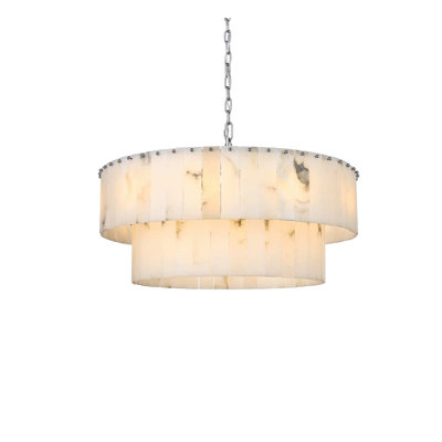 Intisar 32 inch Alabaster Chandelier in Chrome