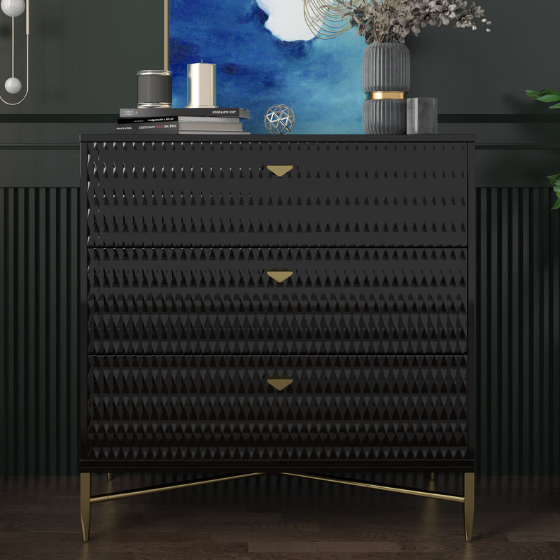 Commode en bois 3 tiroirs Sturbridge, Noir