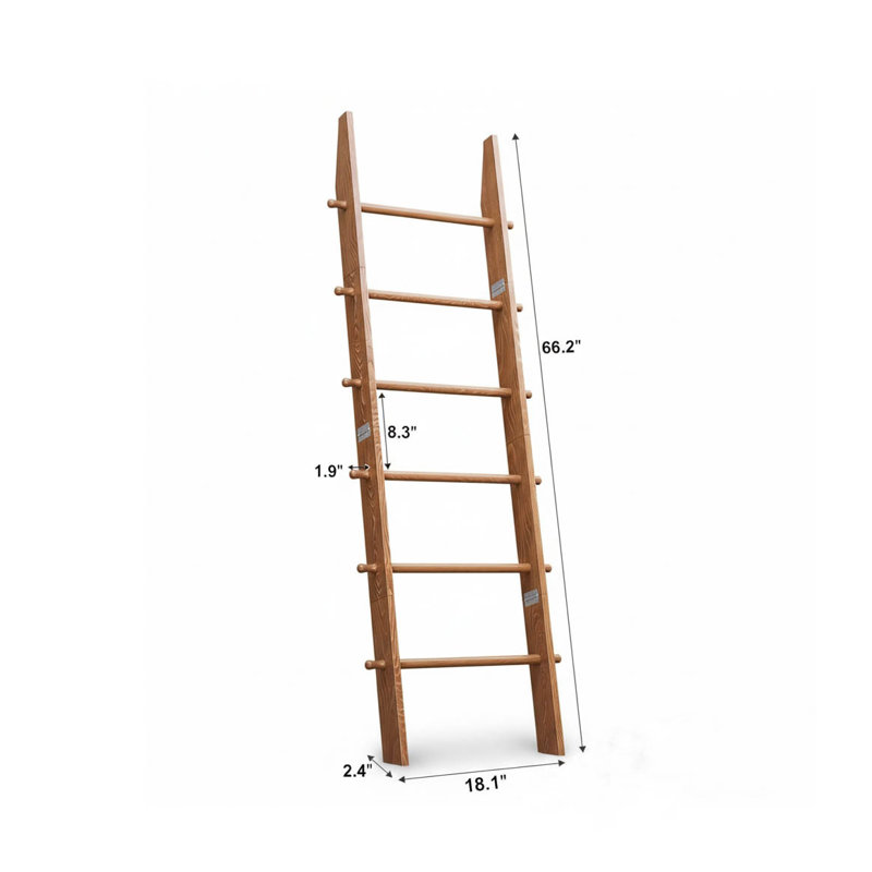 Rustic 6-Tier Wood Blanket Ladder, Honey Brown