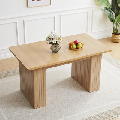 55"-71" Extendable Rectangular Dining Table for 4-6 Carved Line Base