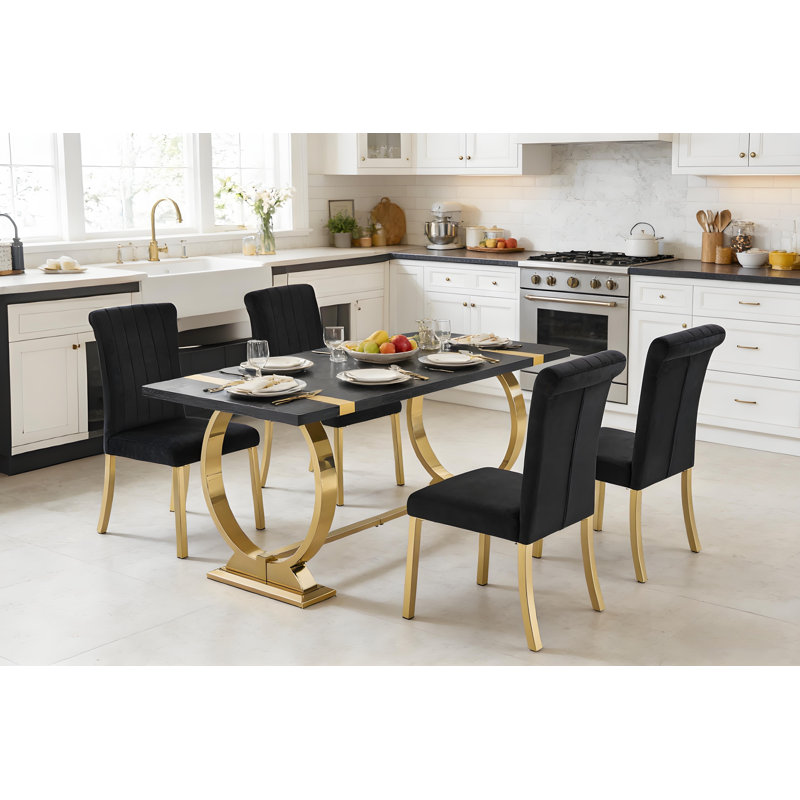 Ensemble de table de salle à manger 4 personnes avec 1 table et 4 coussins, ensemble de table de cuisine moderne et chaises