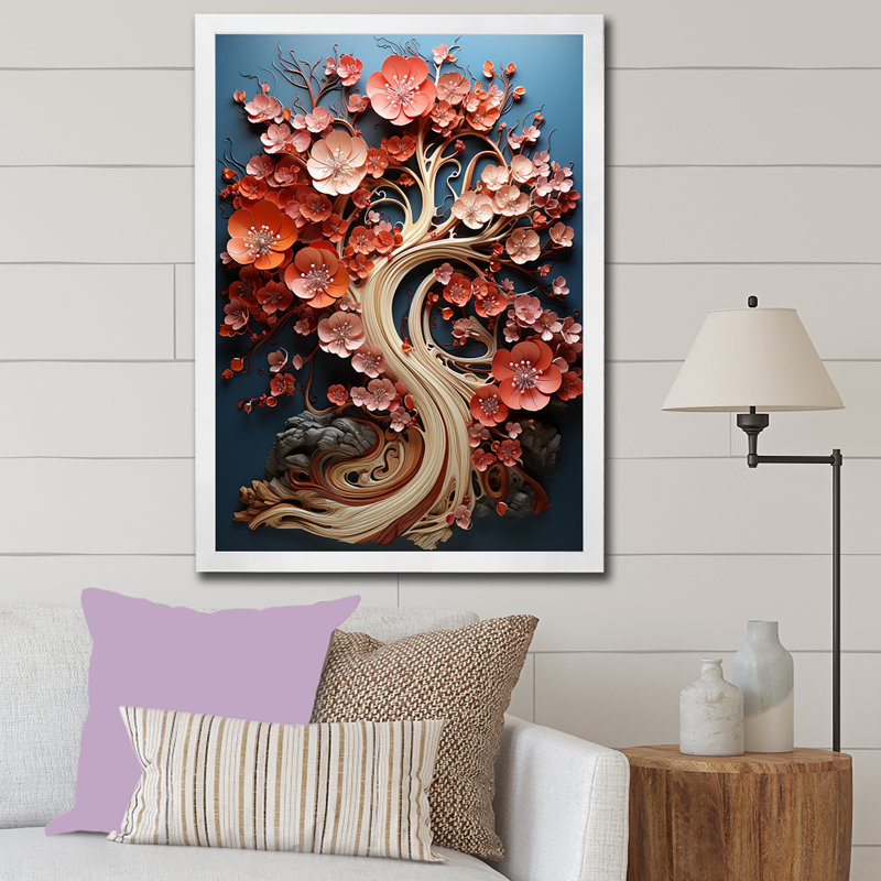 Coral Tree Harmony II, reproduction d'art sur toile, Cadre simple blanc, H 40 po x l 30 po x P 1,5 po