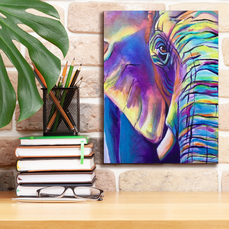 «Elephant - Butterfly Left» par Dawg Painter, art mural sur toile, 18 po x 26 po, H 16 po x l 12 po x P 0,75 po