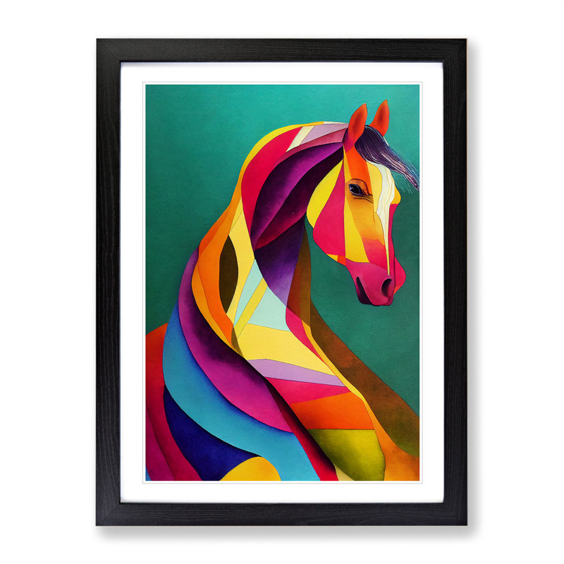 Abstract Horse No.5 - Framed Print, Black, 64cm H x 46cm W x 2cm D