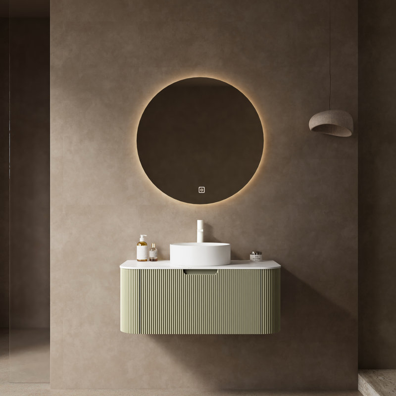 Armoire de salle de bain 36 po avec lavabo - Système de tiroir de meuble-lavabo à fermeture en douceur, Vert clair, 36"
