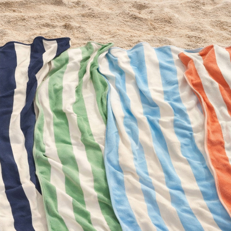 Scalloped Stripe Beach Towel, Blue