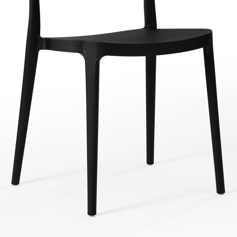Delron All-Weather Outdoor Stacking Dining Side Chair , Black