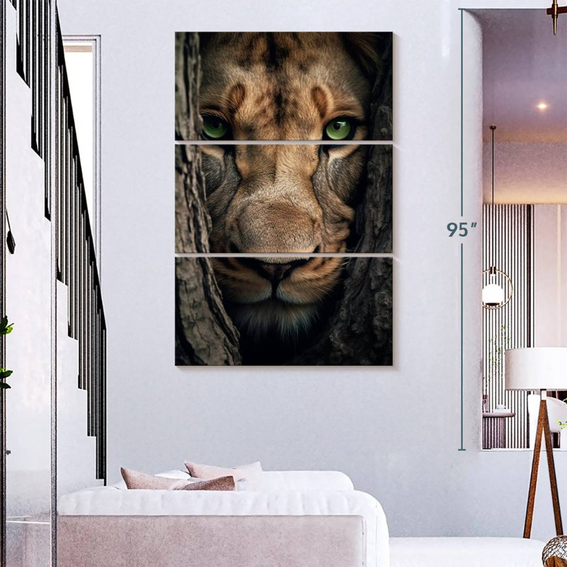 Brampt Hiding Lioness, 74" H x 48" W