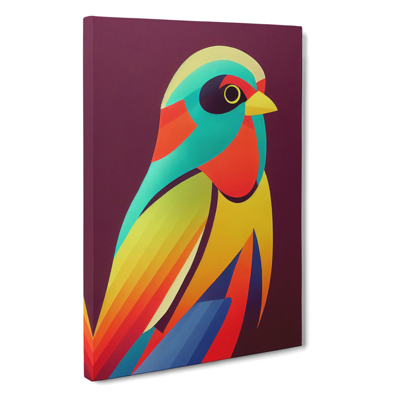 Colourful Bird No.2 Abstract - Wall Art, Wrapped Canvas, 76cm H x 50cm W x 3cm D
