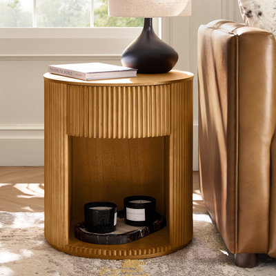 Kaybri Modern 20" Tall Fluted Round End Table wIth Storage by Latitude Run