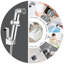 Fixation de bidet chromée à main avec boyau d'arrosage et fixation murale-123247067