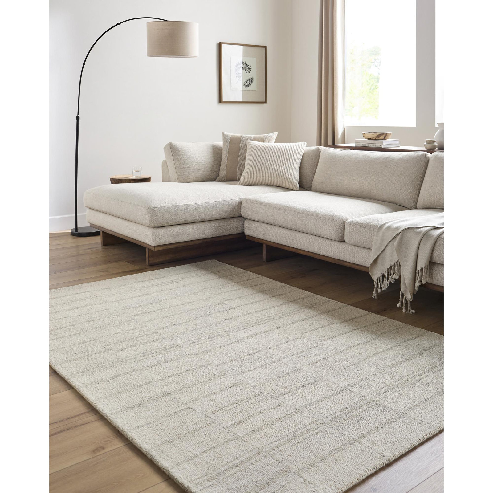 Demie Hand-Woven Gray Striped Rug, Rectangle 5' x 7'6"