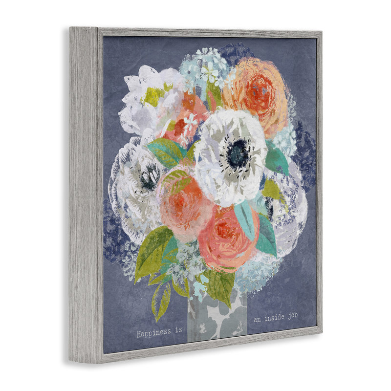 «Happiness Is An Inside Job», estampe numérique, conception de Suzanne Nicoll, Giclée de ferme grise encadrée