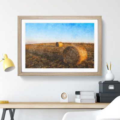 Hay Bales on a Field - Framed Print